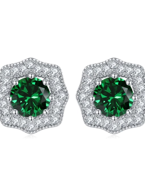 Emerald [May] 925 Sterling Silver Birthstone Hexagon Dainty Stud Earring